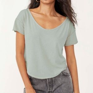 Free People We The Free Revolve Bring It On Green Cotton Scoop Neck T-Shirt